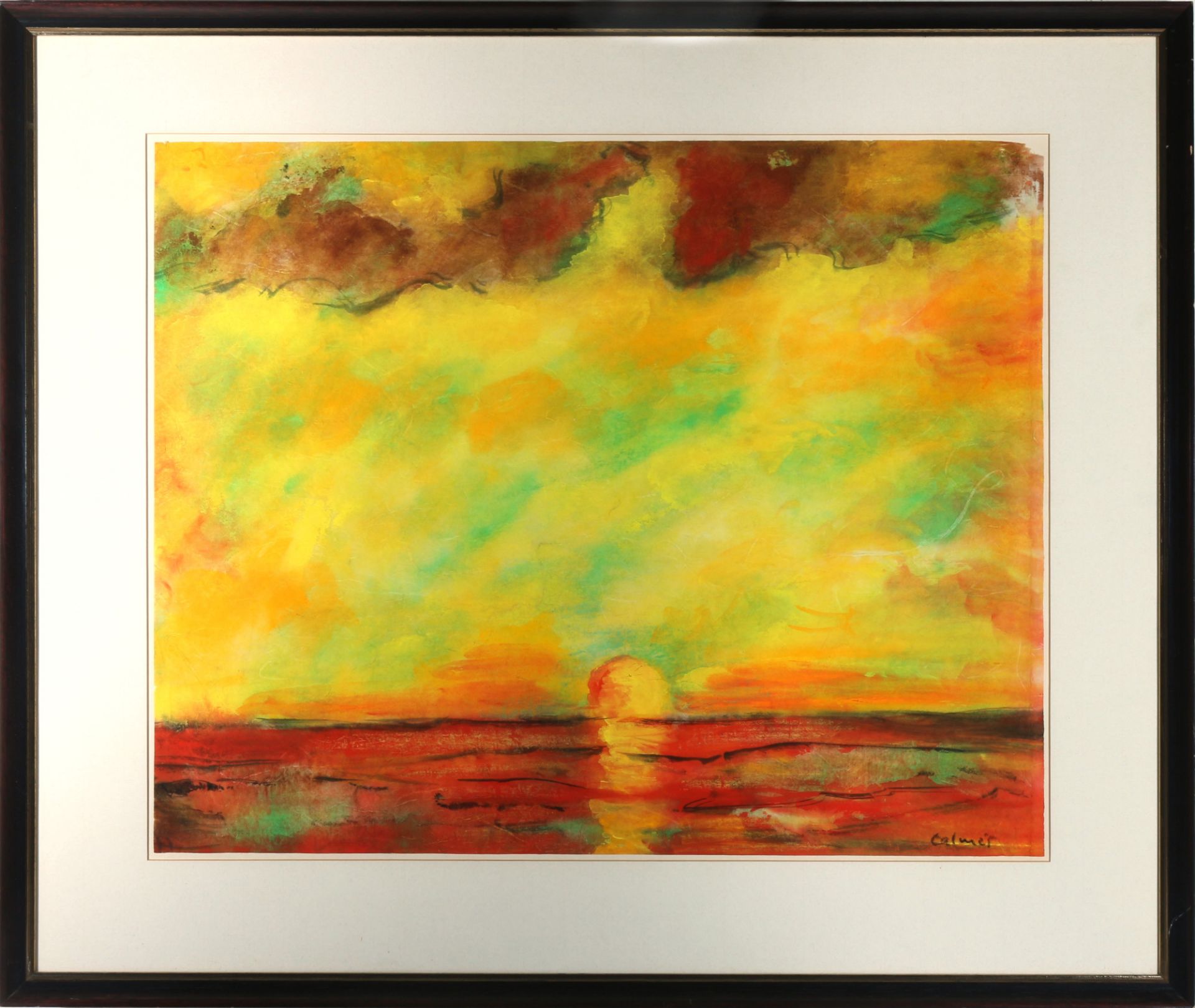 Peter Calmes (1900-1968) roter Sonnenuntergang, red sunset, - Bild 2 aus 3