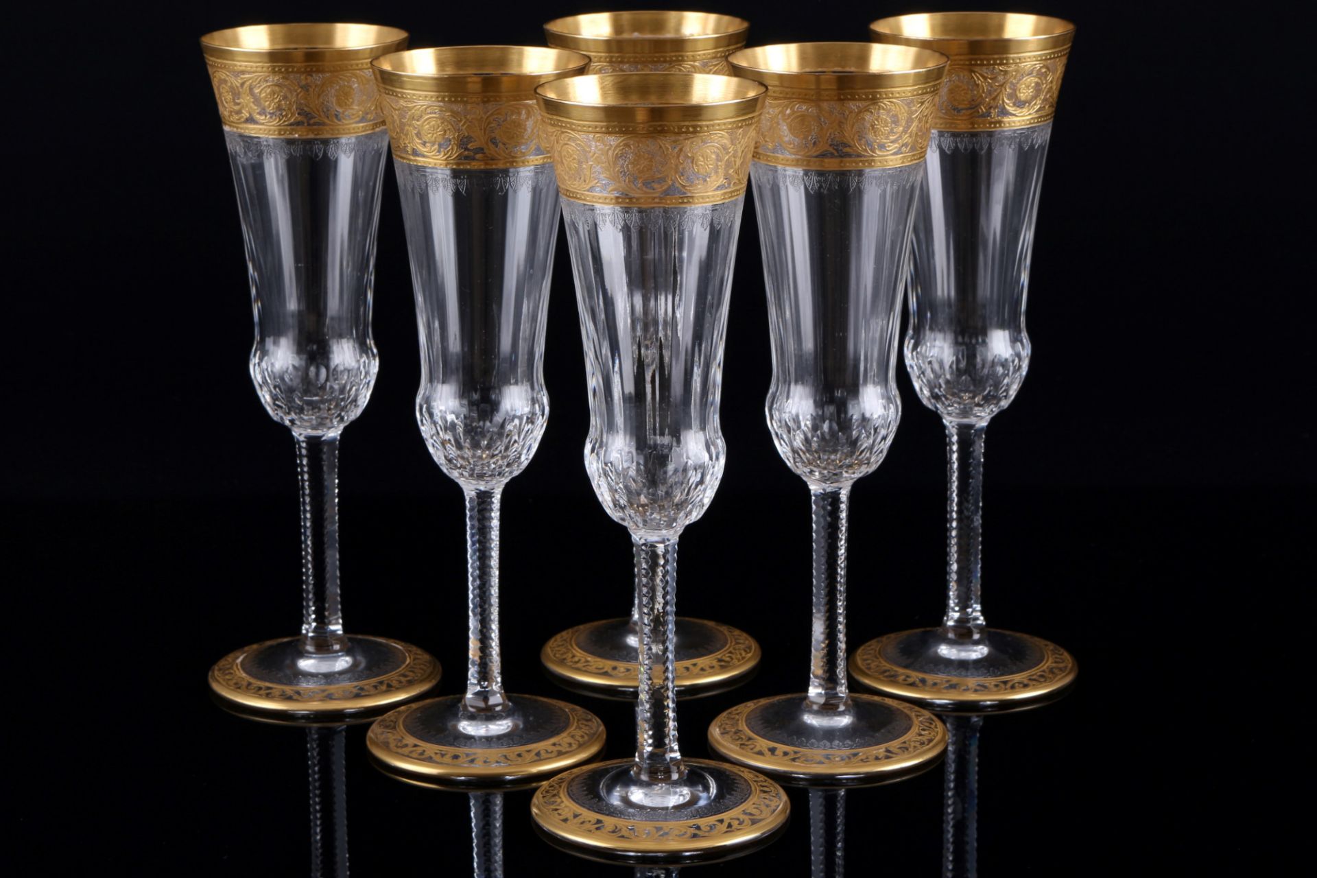 St. Louis Thistle Gold 6 champagne flutes, Champagnerflöten,