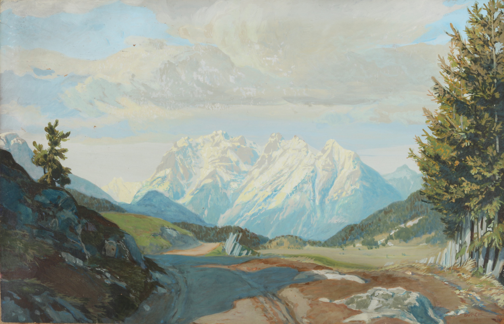 Paul Bürck (1878-1947) alpine landscape 1913, Alpenlandschaft,