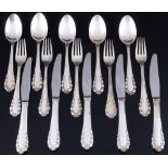 Georg Jensen Maiglöckchen 925 Silber Speisebesteck für 5 Personen, sterling silver cutlery for 5 per