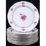 Herend Apponyi Purpur 10 Speiseteller, dinner plates,