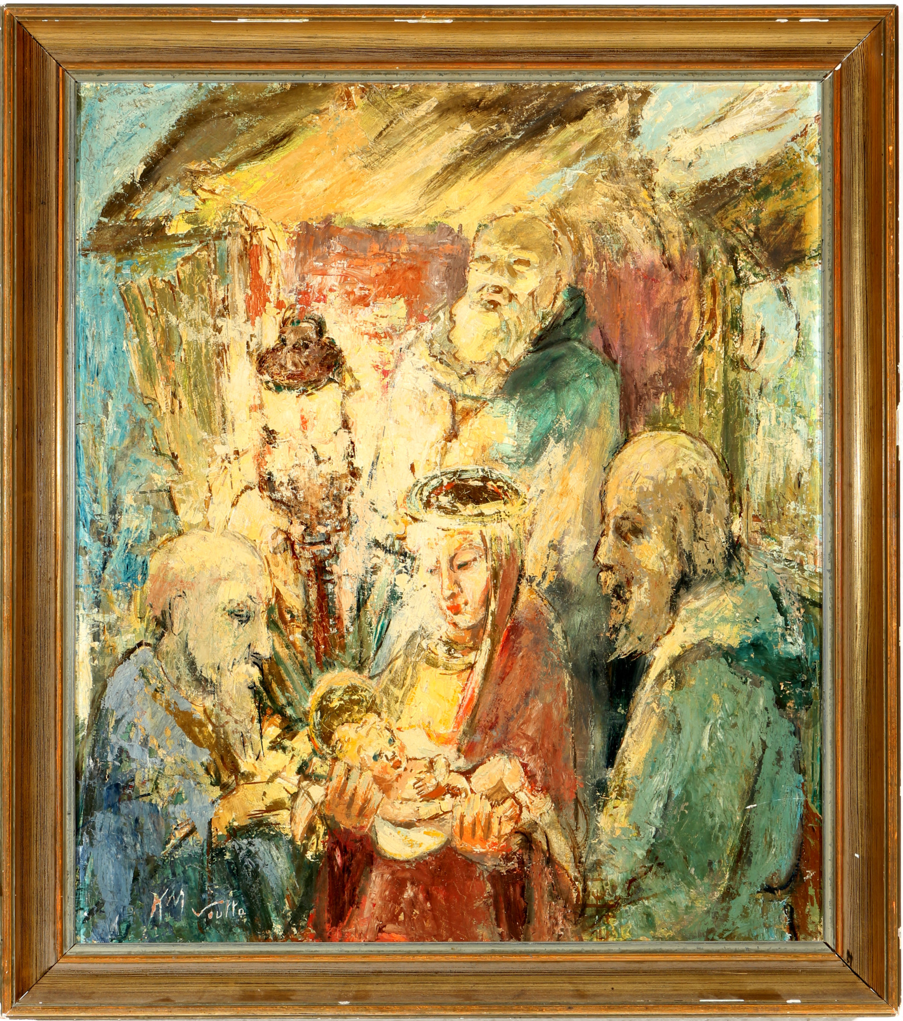 Kurt-Michael Voutta (1898-?) Holy Family with the Holy 3 Kings, Heilige Familie mit den Heiligen 3 K - Image 2 of 5