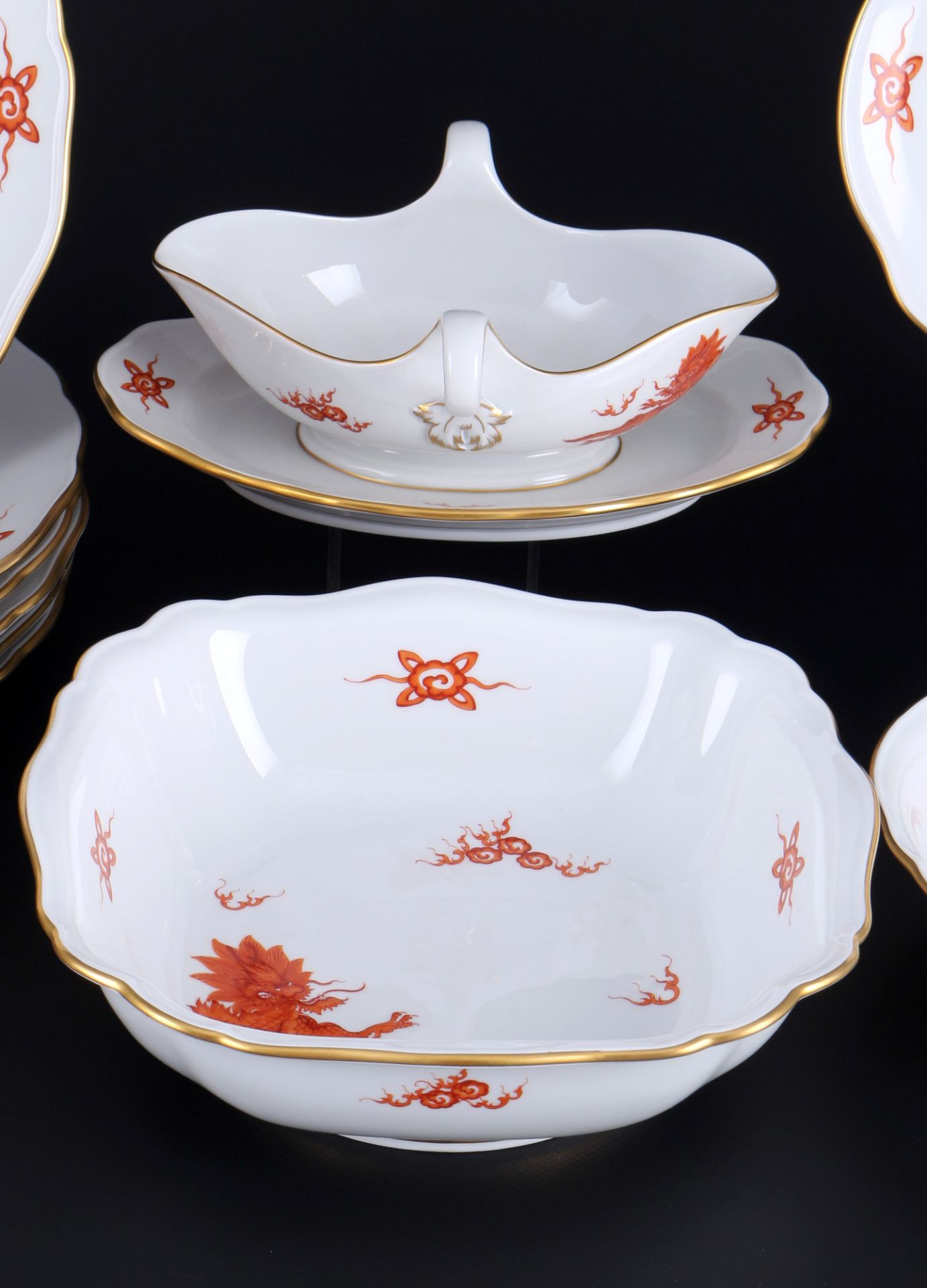 Meissen Red Ming Dragon dinner service for 6 persons 1st choice, Speiseservice für 6 Personen 1.Wahl - Image 3 of 5