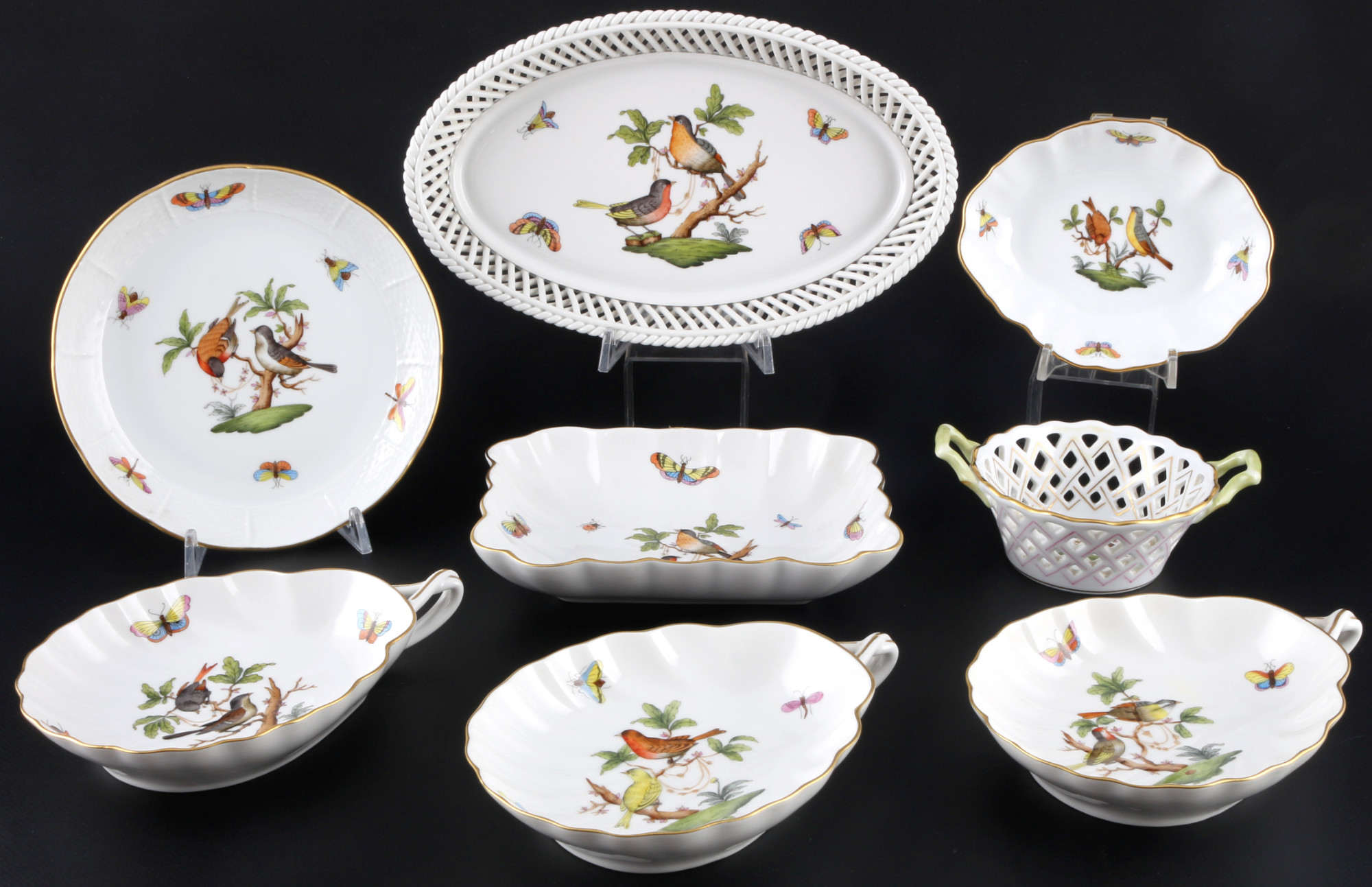 Herend Rothschild 8 bowls, Schalen,