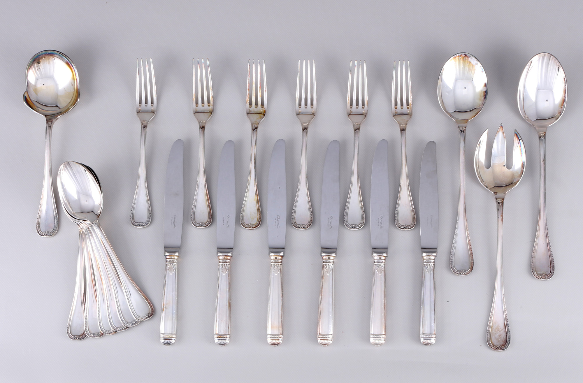 Christofle Malmaison flatware for 6 persons, silver-plated, Besteckset für 6 Personen,