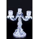 Meissen Blau-Camaieu Kerzenständer 1.Wahl, 3-flammig, candlestick,