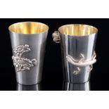 China Silber 2 Becher / Schnapspinnchen, chinese silver cups / beaker for liquor,