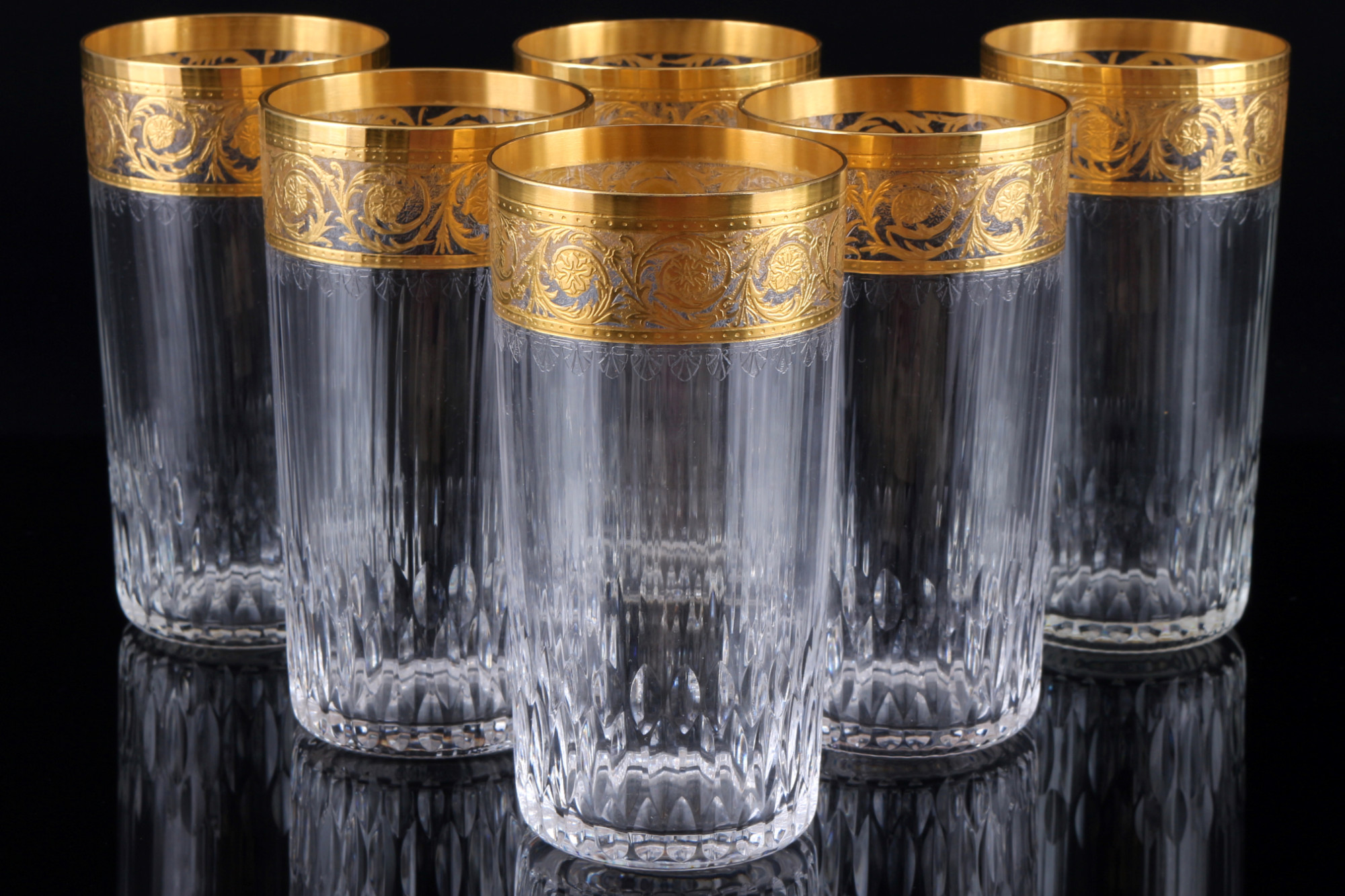 St. Louis Thistle Gold 6 large highball glasses, große Bechergläser,