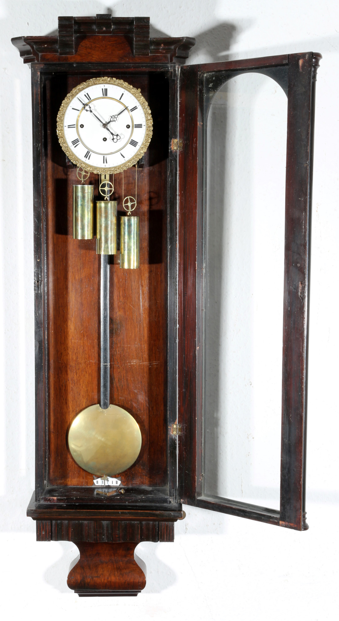 Vienna wall clock ca. 1900, Wiener Regulator 3-Gewichter um 1900, - Image 5 of 6