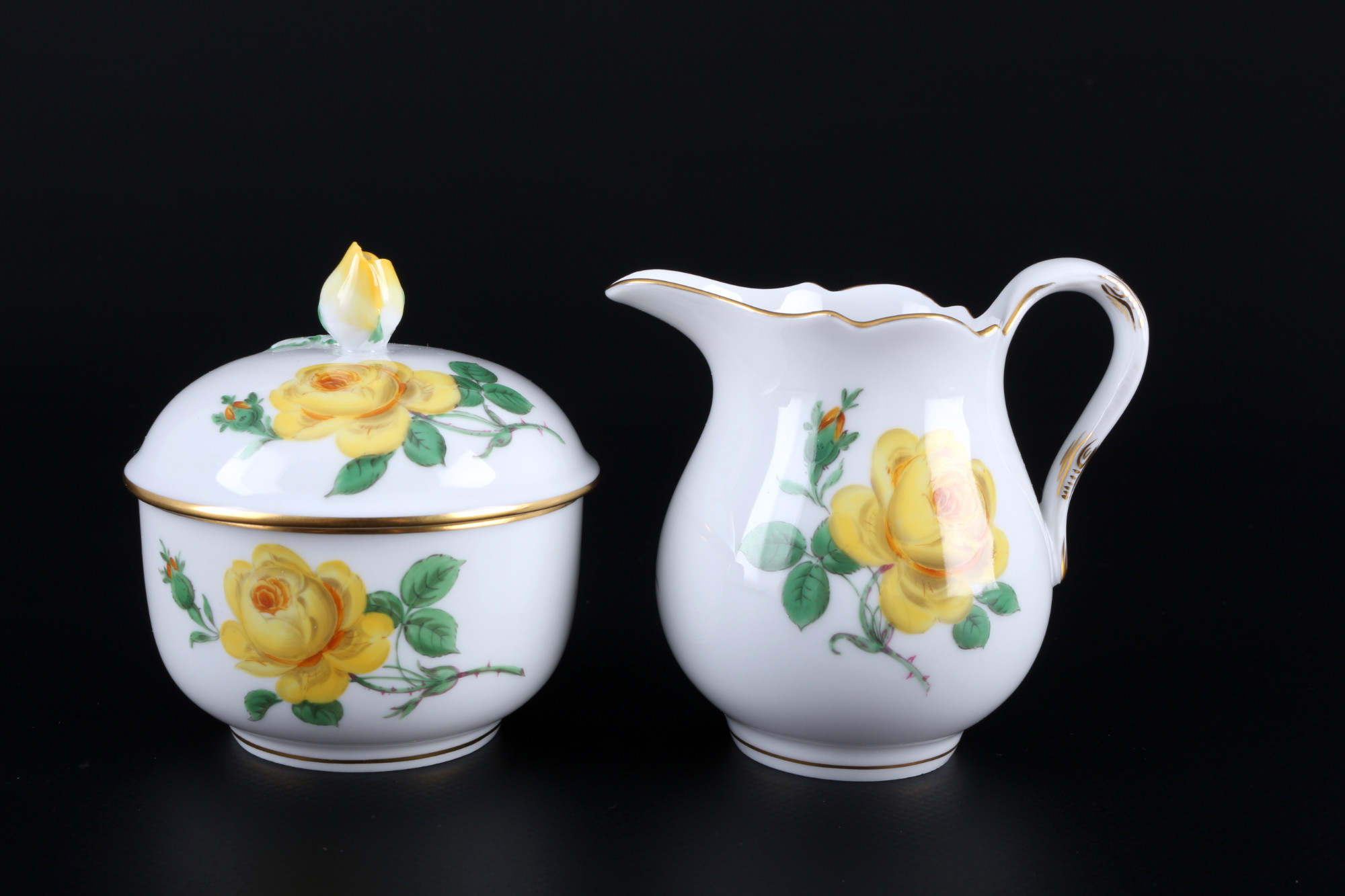 Meissen Yellow Rose mocha coffee service for 6 persons, Mokkaservice für 6 Personen, - Image 4 of 9