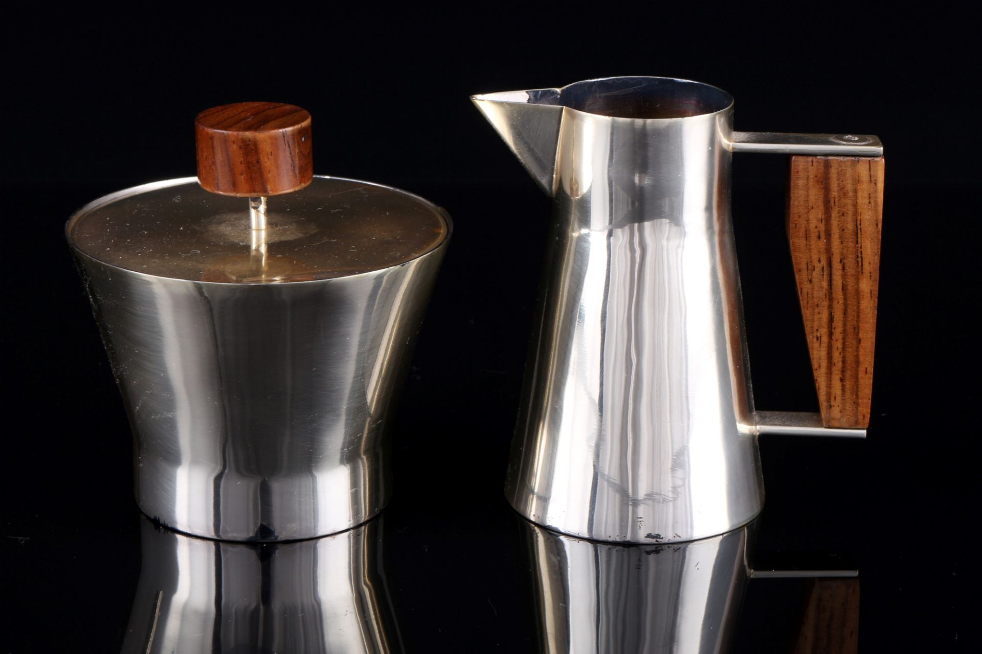 835 silver mocha coffee set, Bauhaus period, Silber Mokka Kaffeekern, - Image 3 of 4
