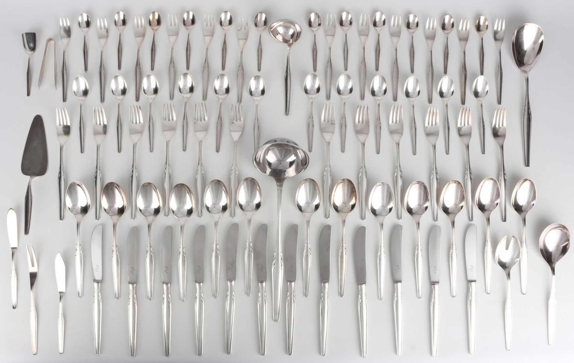 WMF Paris 800 Silber umfangreiches Besteck für 12 Personen, silver cutlery for 12 pers.,