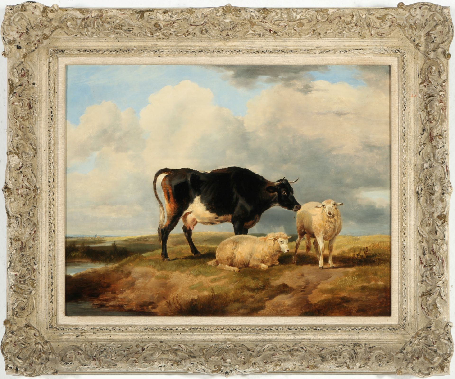 Thomas Sidney Cooper (1803-1902) grasende Kuh und Schafe 1890, grazing cow and sheep, - Bild 2 aus 6
