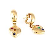 750 Gold Multicolor Ohrstecker, 18K gold ear studs,