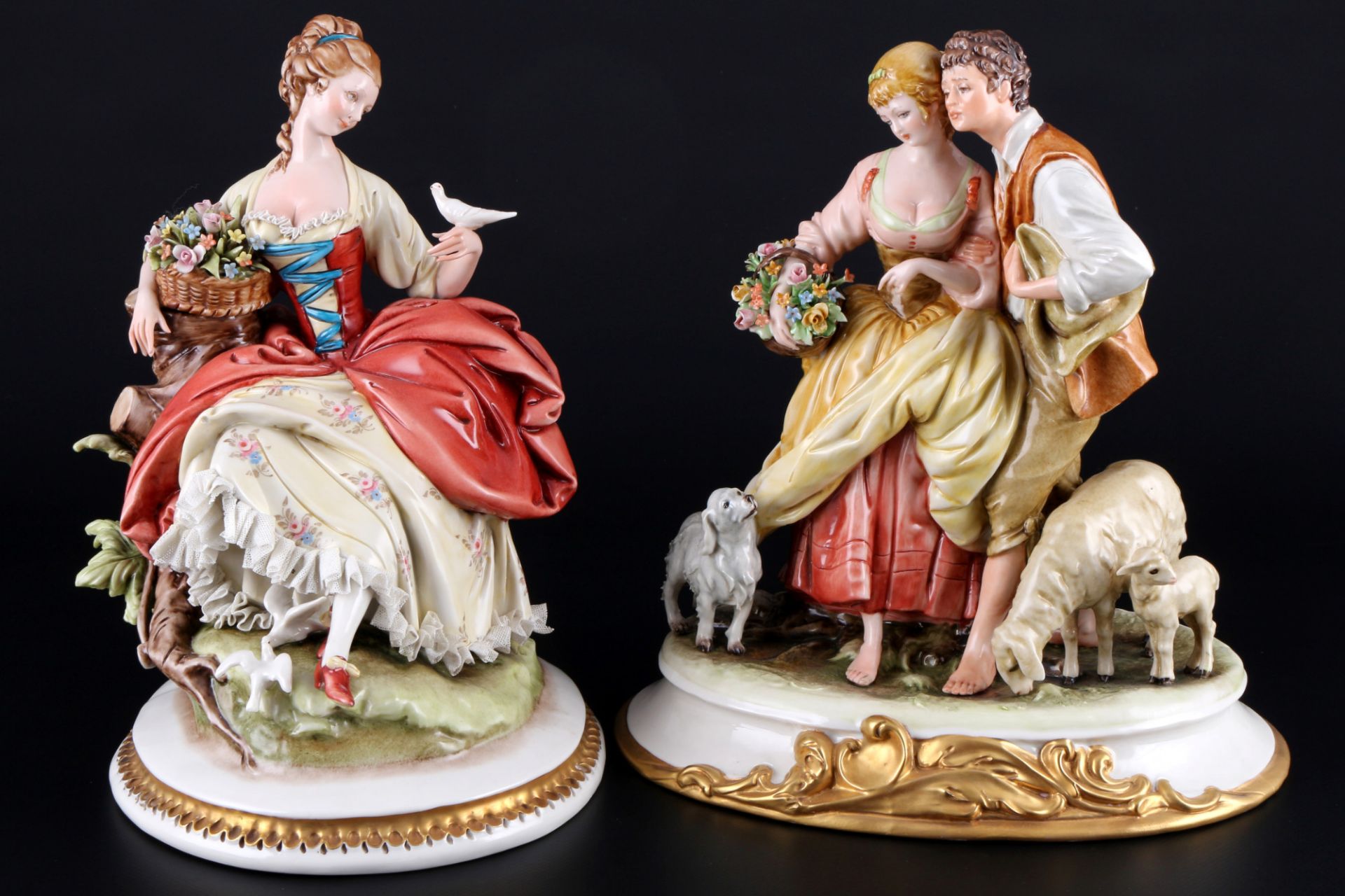 Capodimonte King's Porcelane 2 large porcelain figures, B. Merli & D. Ballaire, Porzellanfiguren,
