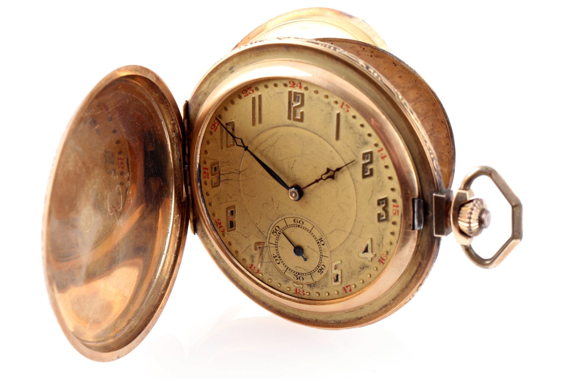 585 Gold Savonette Herrentaschenuhr, 14K gold pocket watch,