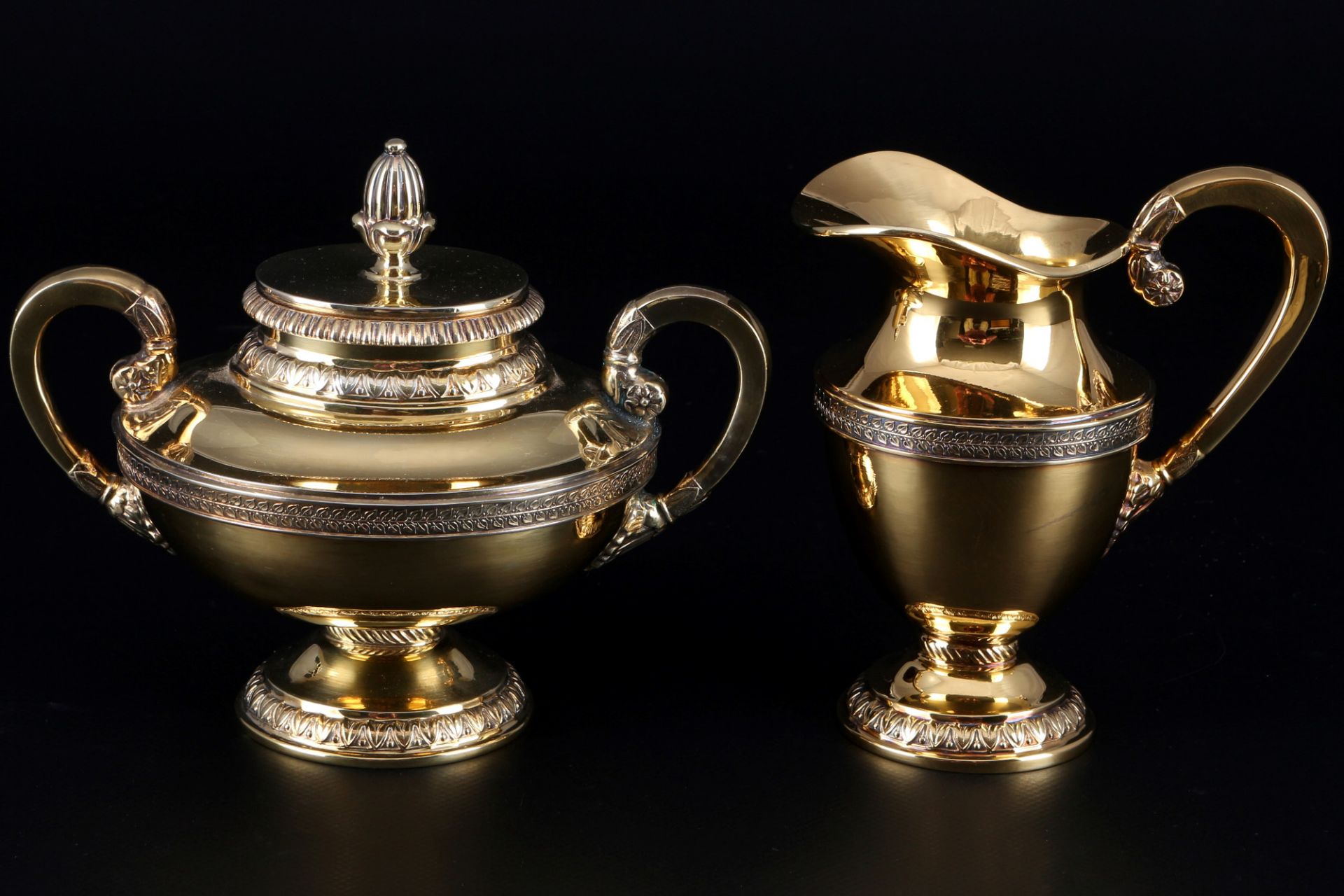 Bruckmann 925 sterling silver 5-piece coffee tea set, gilded, Silber Kaffee- & Teekern, - Image 5 of 7