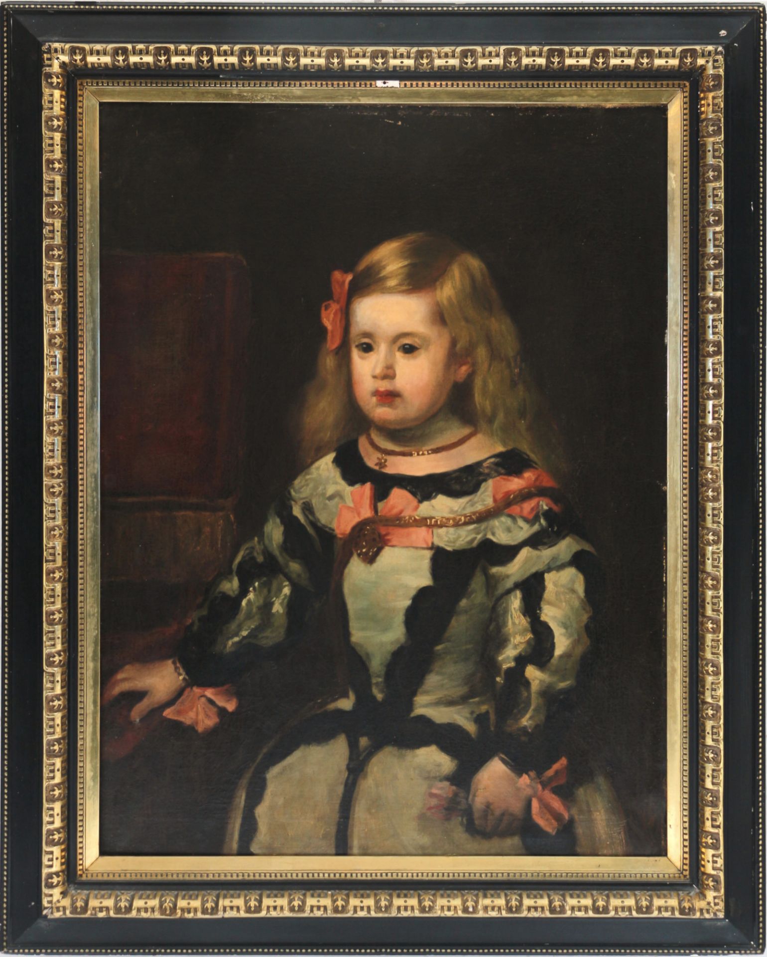 Biedermeier Infantin Margaret Theresa, nach Diego Velasquez (1599-1660), Margaret Theresa of Spain, - Bild 2 aus 4