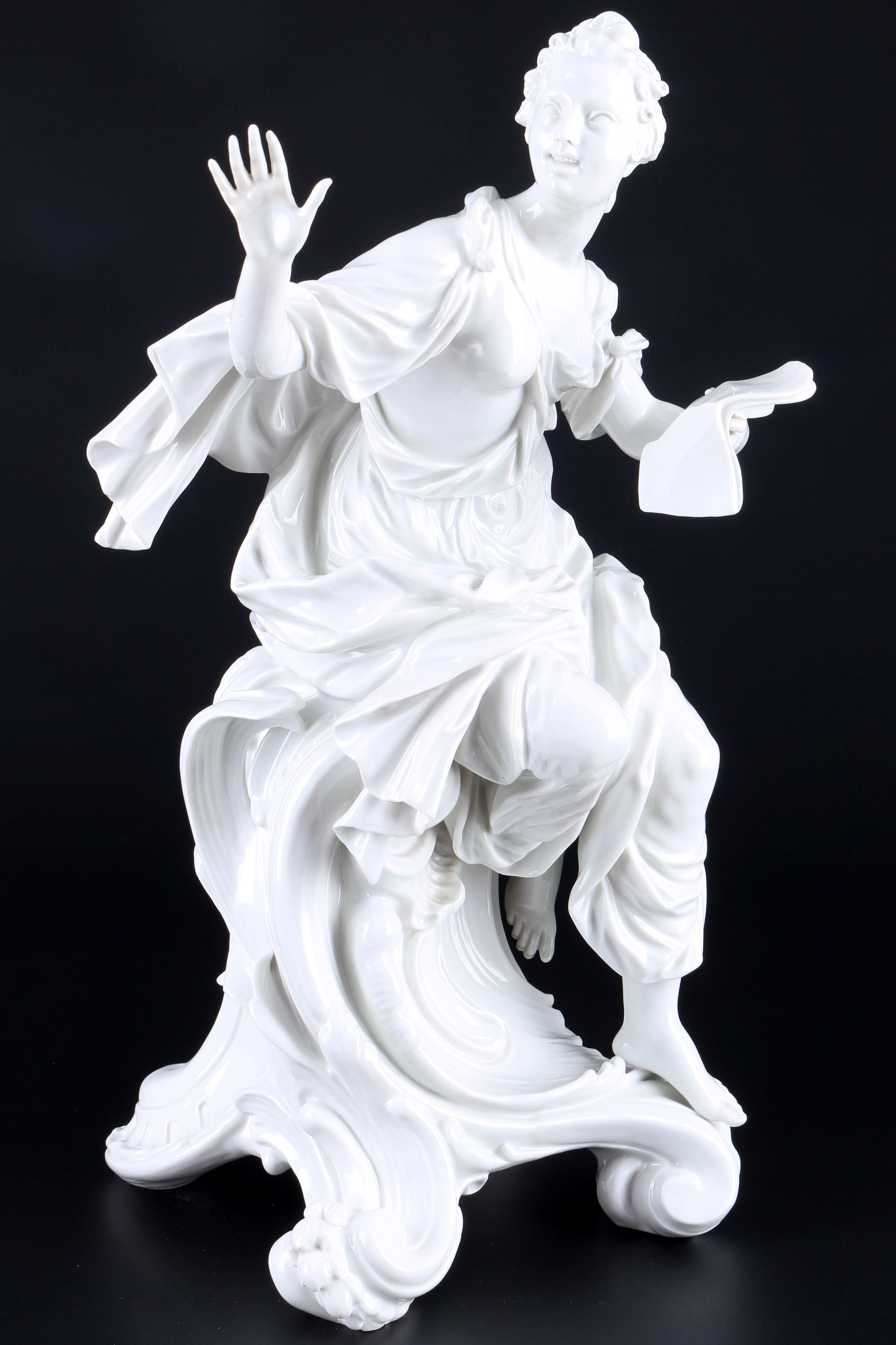 Meissen The Muses Thalia with script, Muse Thalia mit Schriftstück,