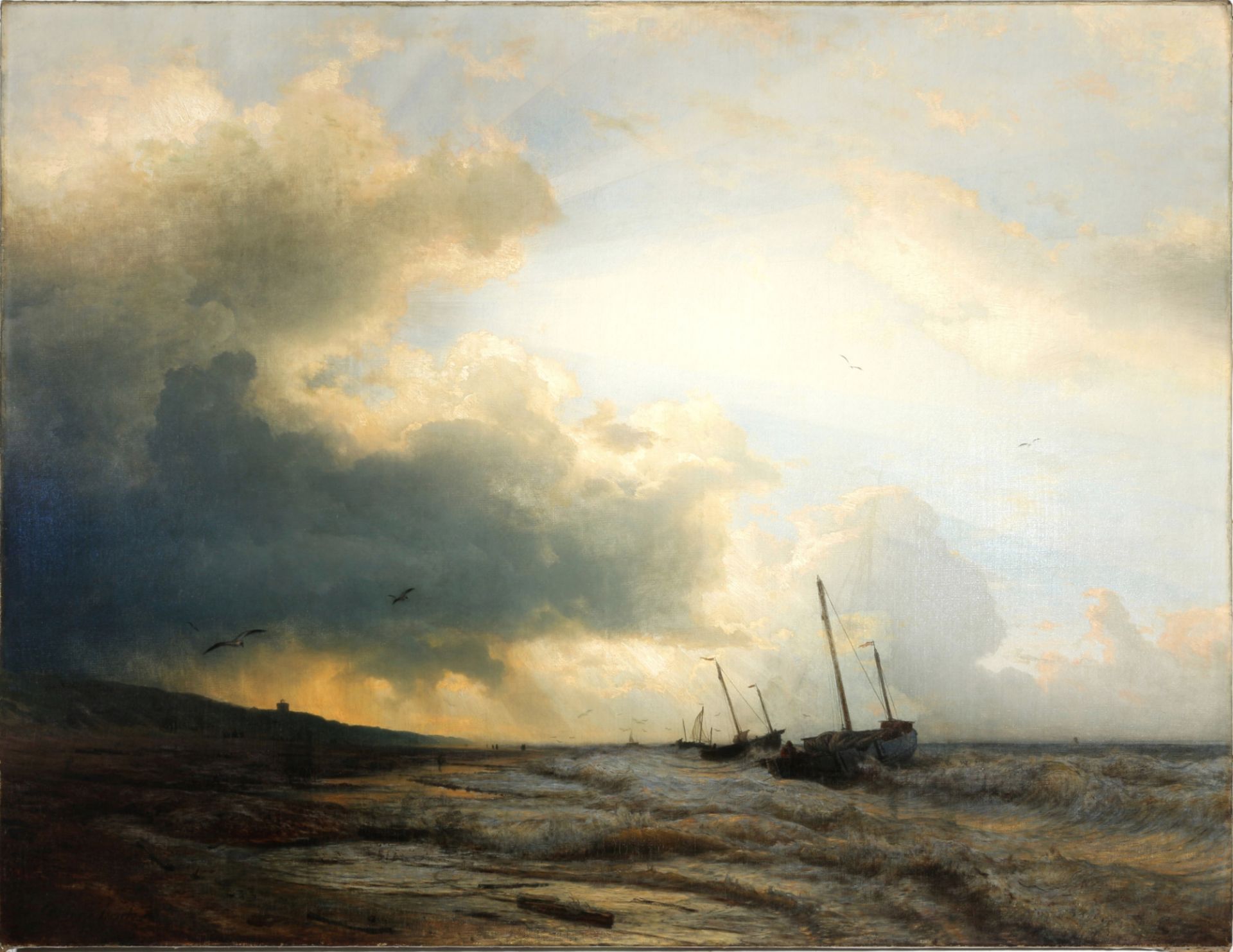 Andreas Achenbach (1815-1910) stürmische Küstenlandschaft 1858, stormy costal landscape,