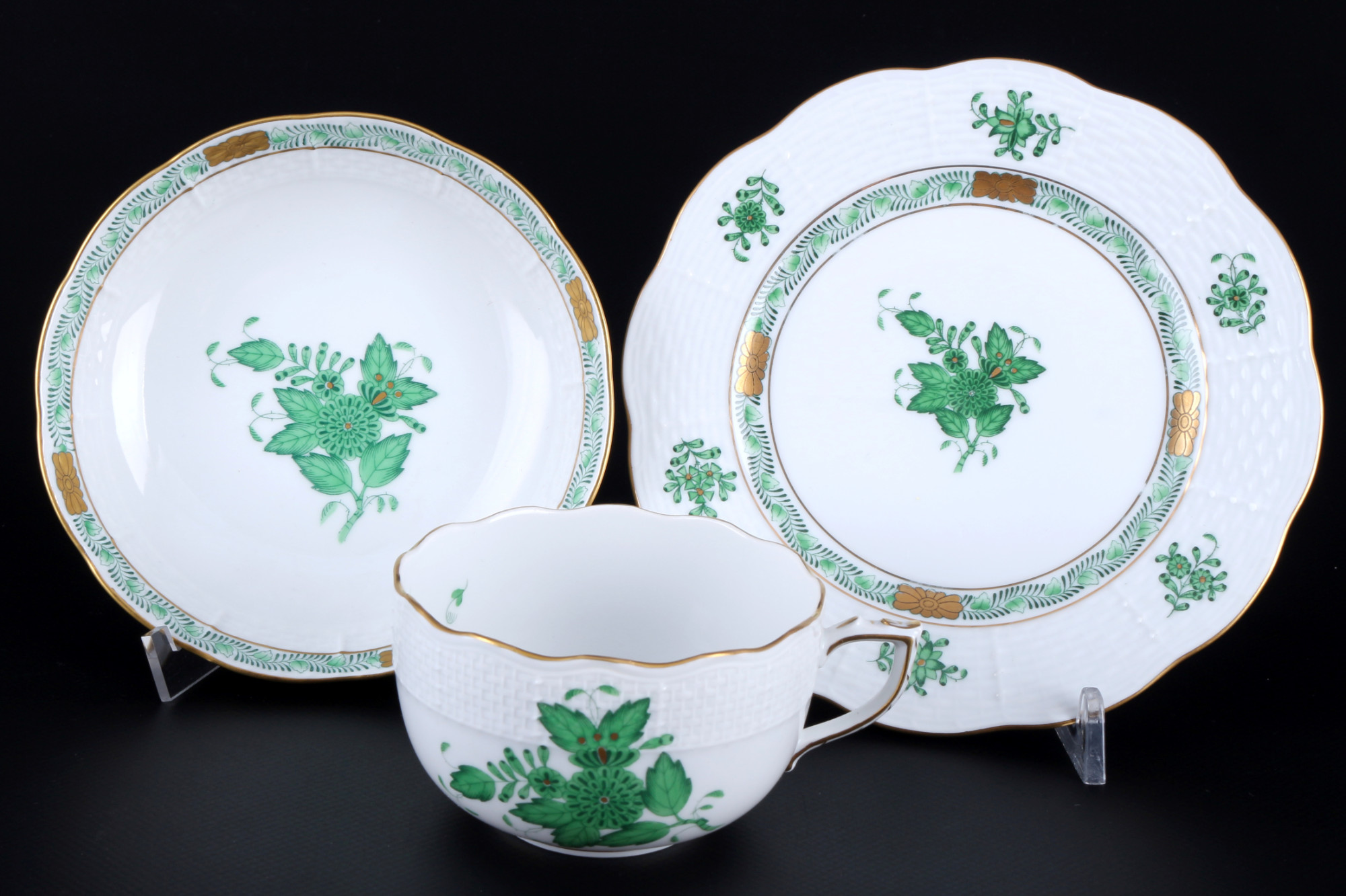 Herend Apponyi Vert 7 tea cups with dessert plates, Teegedecke, - Image 2 of 3