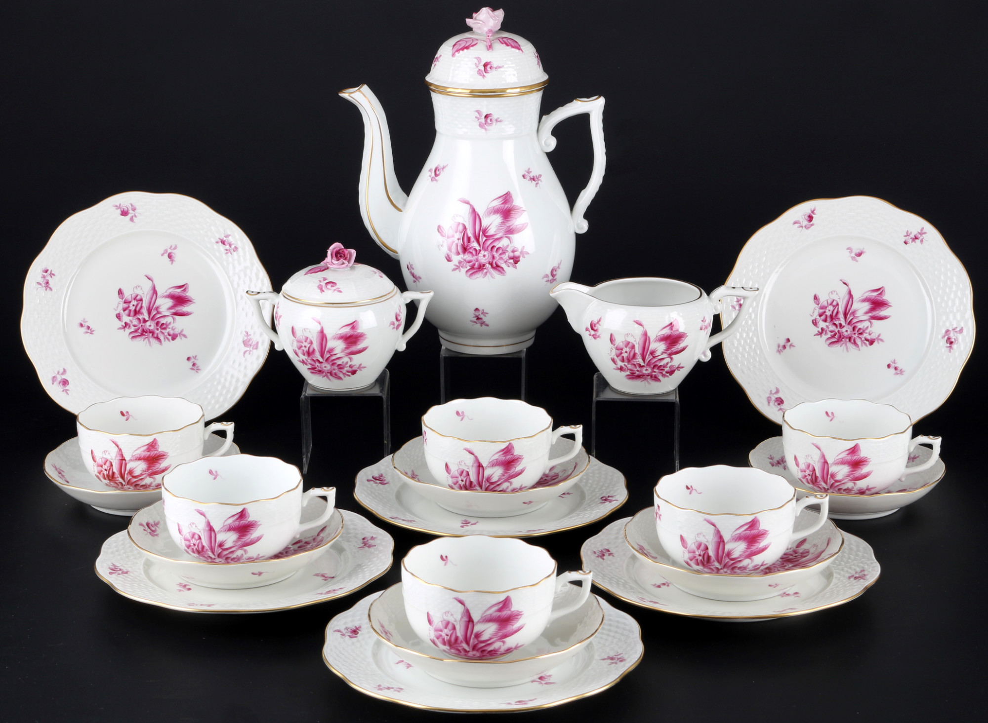 Herend Bouquet de Tulipe tea service for 6 persons, Teeservice für 6 Personen,