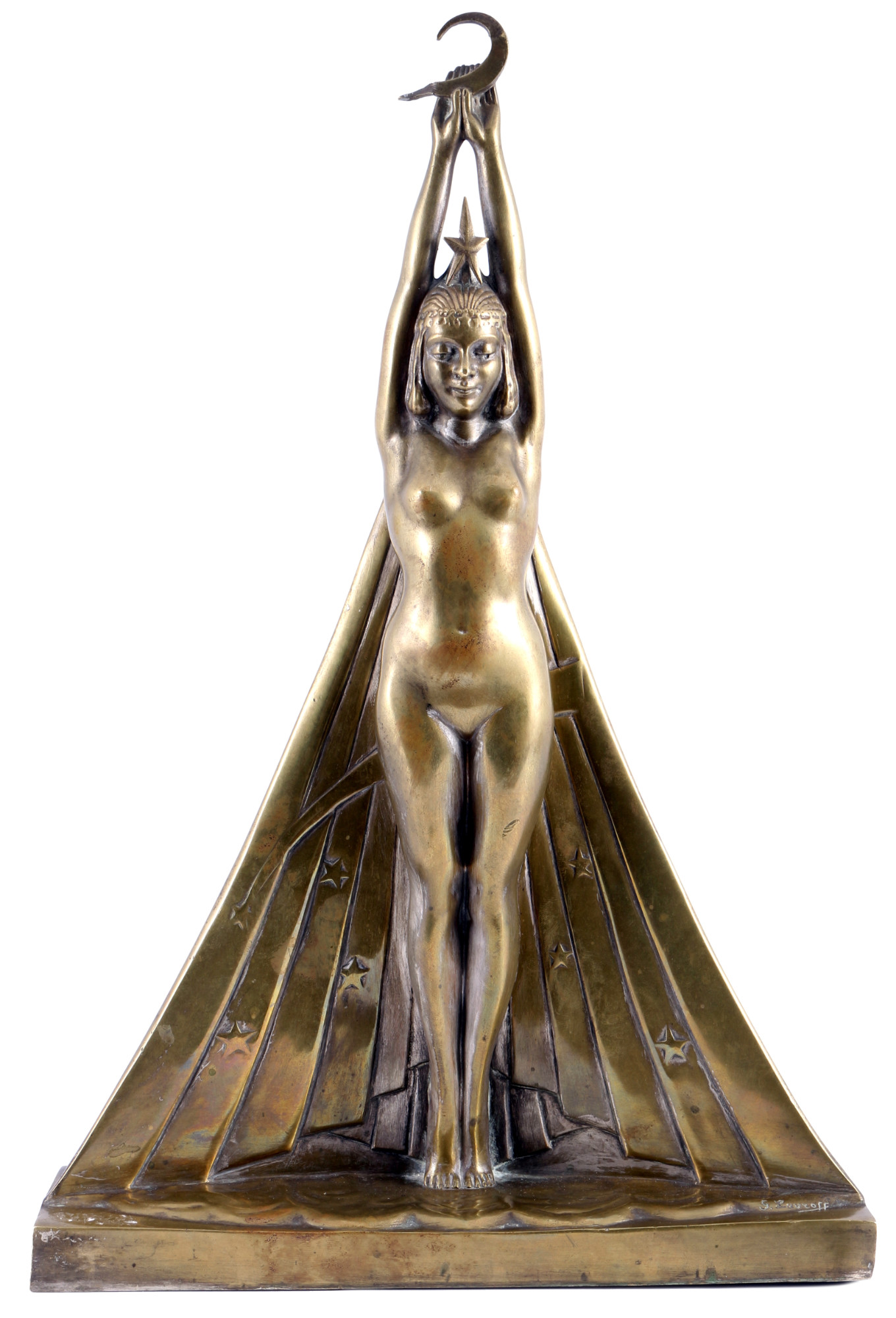 Georgij Dmitrievic Lavrov (1895-1991) bronze female nude - The Night, Frauenakt - Die Nacht,