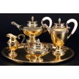 Bruckmann 925 Silber Kaffee- und Teeset, vergoldet, sterling silver 5-piece coffee tea set,