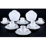 Meissen Großer Ausschnitt Relief 6 Kaffeegedecke 1.Wahl, coffee cups with dessert plates 1st choice,