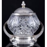 Große 800 Silber Kristall Bowle Art Deco, large silver crystal punchbowl,