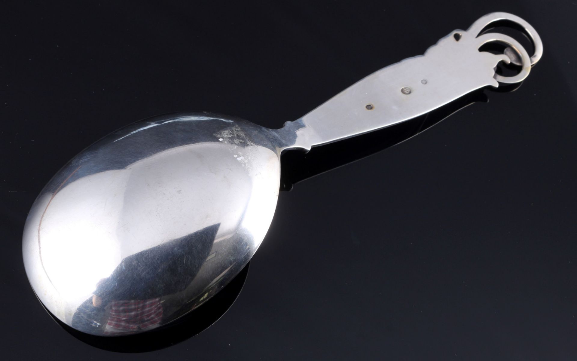 Dänemark 830 Silber Vorlegelöffel mit Blattdekor, Johannes Siggaard, danish silver serving spoon, - Bild 3 aus 4