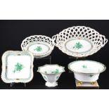 Herend Apponyi Vert 5 Prunkschalen, splendor / cutwork bowls,