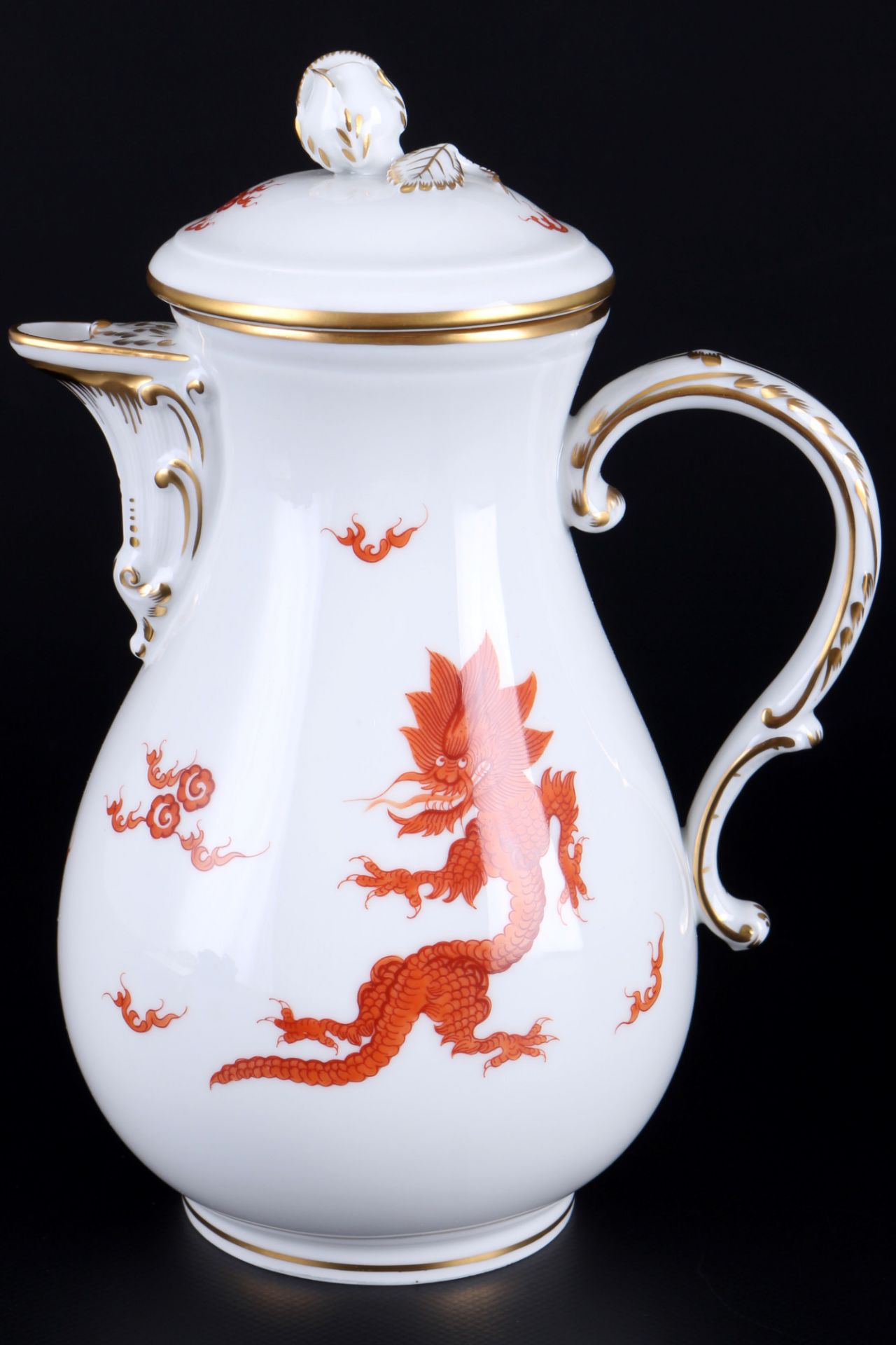 Meissen Red Ming Dragon coffee pot with coaster, Kaffeekanne mit Untersatz, - Image 2 of 4