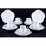 Meissen Großer Ausschnitt Relief 5 Kaffeegedecke 1.Wahl, coffee cups with dessert plates 1st choice,