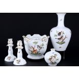 Herend Rothschild 2 Vasen mit 2 Kerzenständern und Übertopf, vases with candlesticks and cachepot,