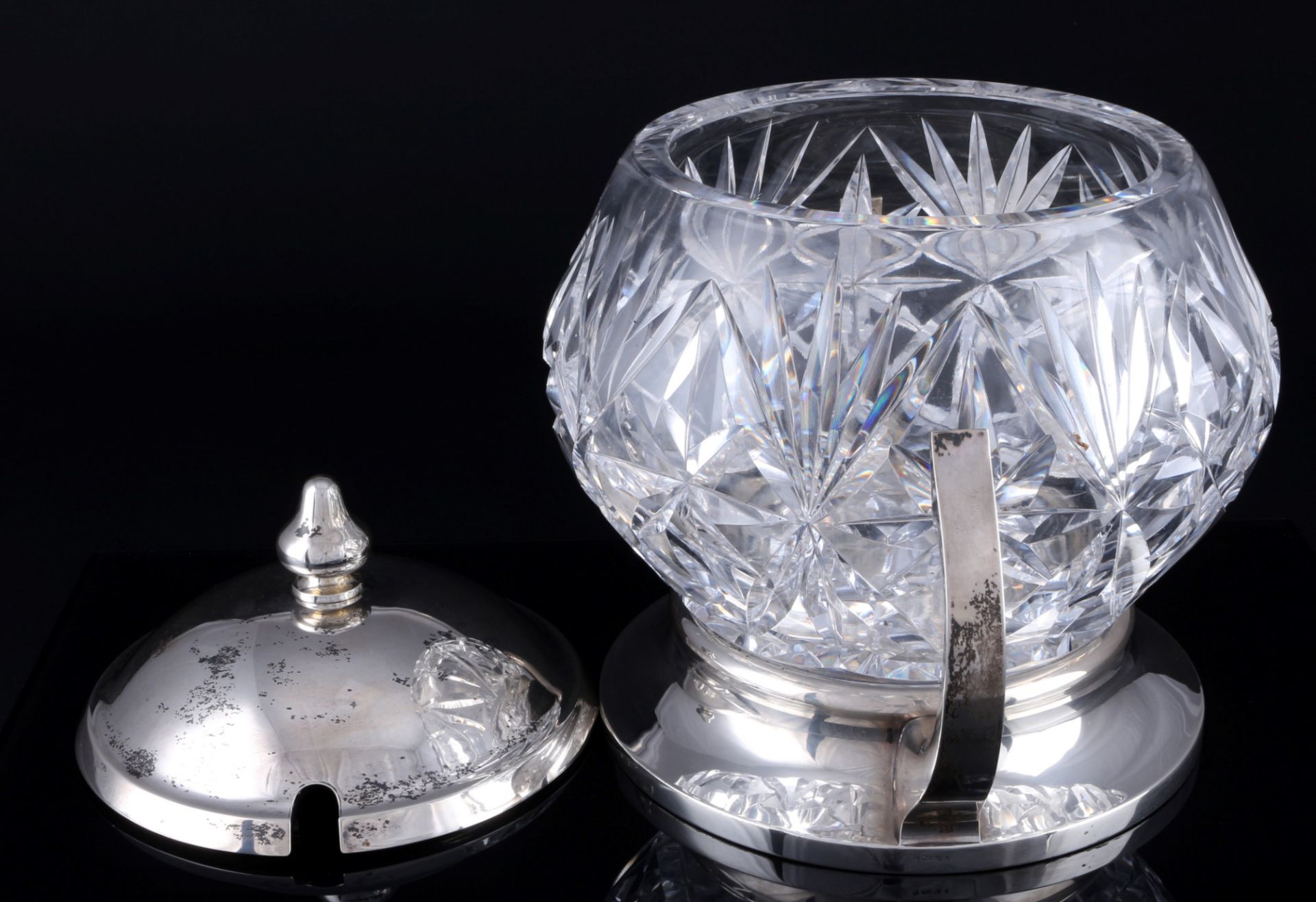800 silver large crystal punchbowl art deco, Silber große Kristall Bowle, - Image 3 of 5