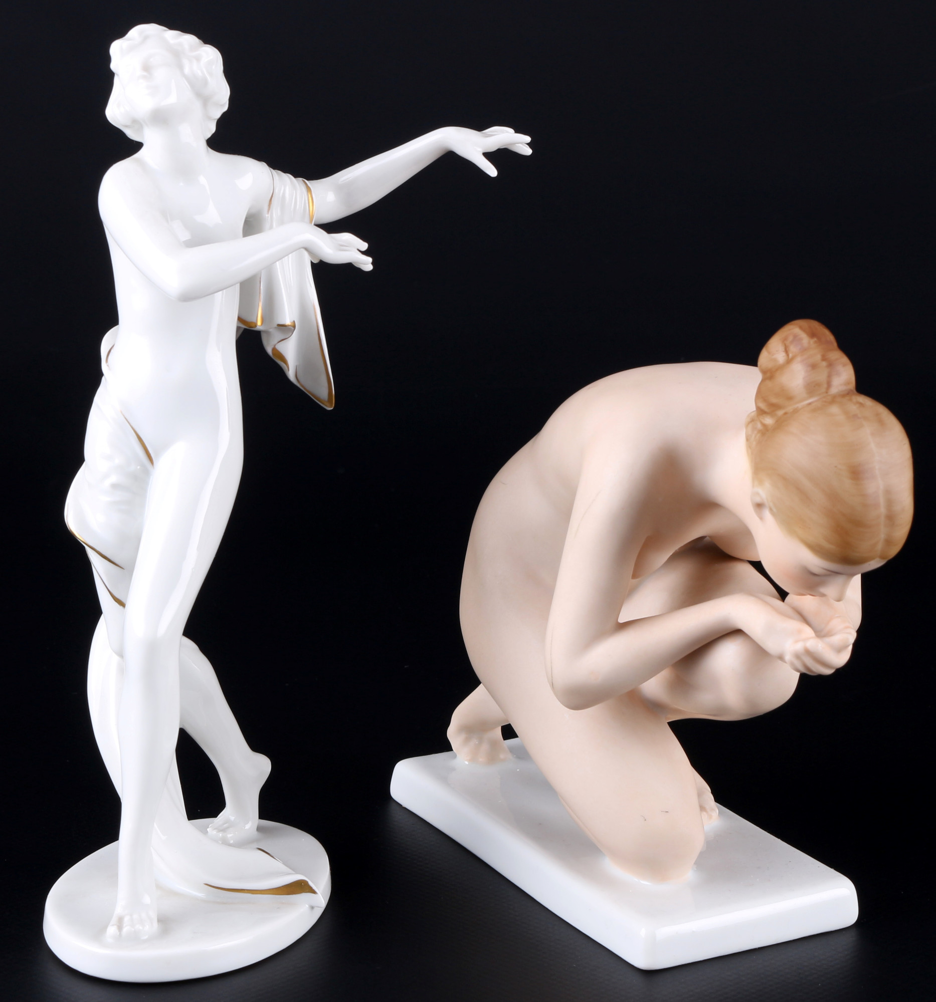 Rosenthal drinking woman and nude dancer, Die Trinkende & nackte Tänzerin,