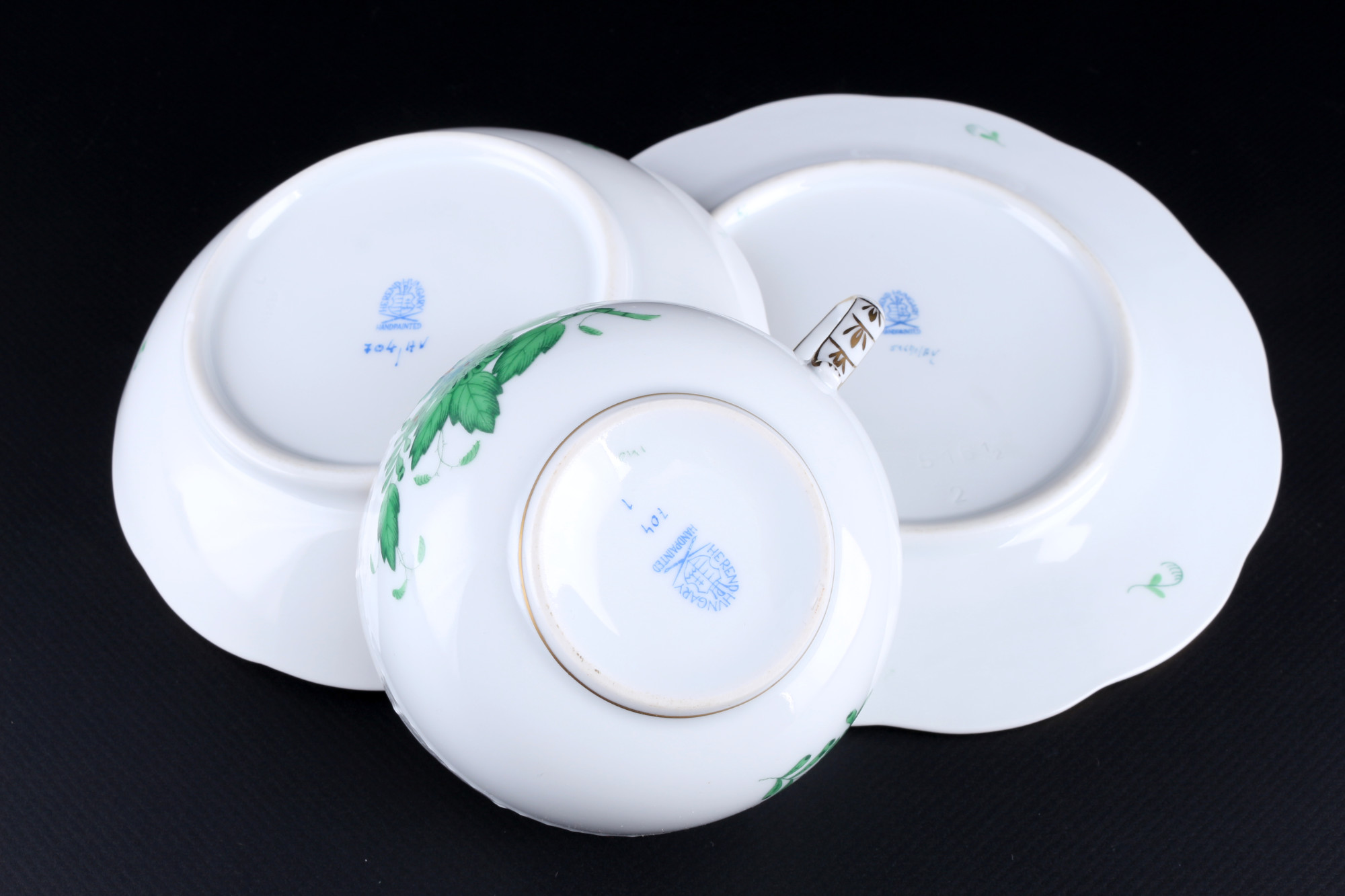 Herend Apponyi Vert 7 tea cups with dessert plates, Teegedecke, - Image 3 of 3