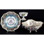 Potschappel Dresden Blumen 2 Durchbruch Prunkschalen und Prunkteller, cutwork splendor bowls and pla