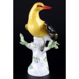 Meissen Pirol auf Stamm 1.Wahl, porcelain oriole 1st choice,