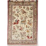 Persischer Seidenteppich Ghom mit Jagdmotiven, persian silk carpet,