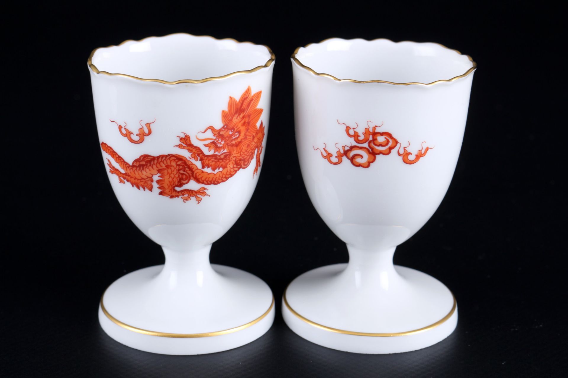 Meissen Red Ming Dragon 12 egg cups 1st choice, Eierbecher 1.Wahl, - Image 2 of 3