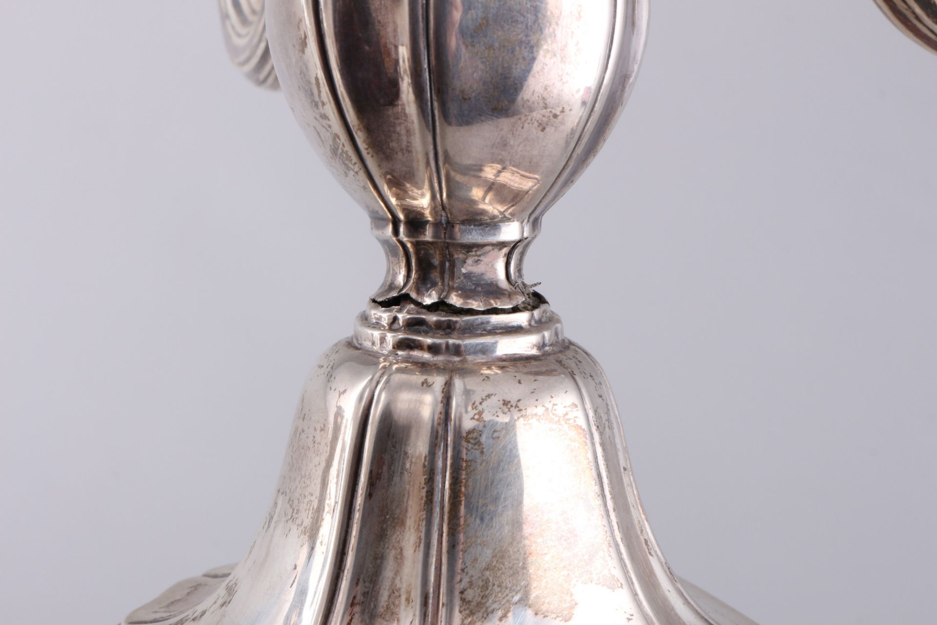 800 - 835 silver 3 candlesticks, included Grimminger & Gebr. Deyhle, Silber Kerzenleuchter - Image 6 of 6