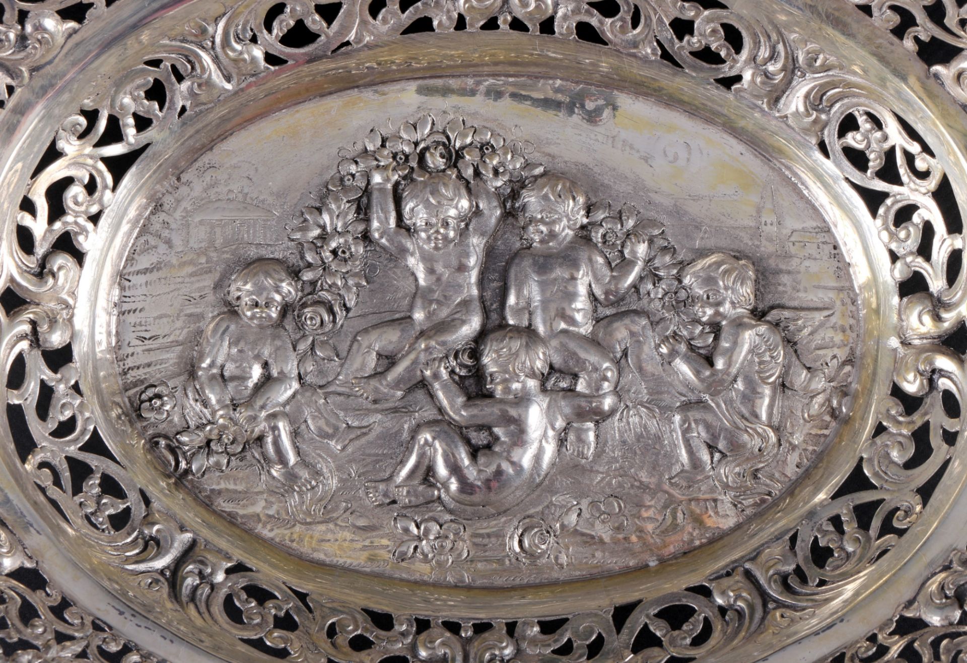 800 silver large cherub bowl, Silber große Puttenschale, - Image 3 of 4