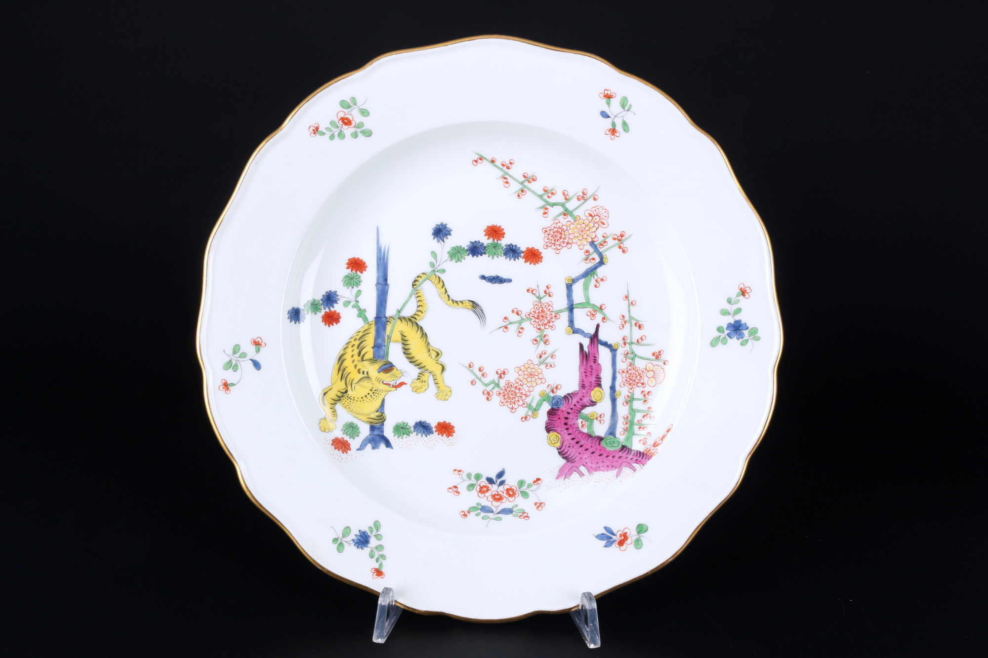 Meissen Old Rich Yellow Lion 2 dinner plates, Speiseteller, - Image 2 of 5