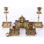 Alfred Stübbe Berlin Cloisonne Schreibtischgarnitur um 1900, desk set,