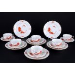 Meissen Roter Ming Drache 6 Teegedecke 1.Wahl, tea cups with dessert plates 1st choice,