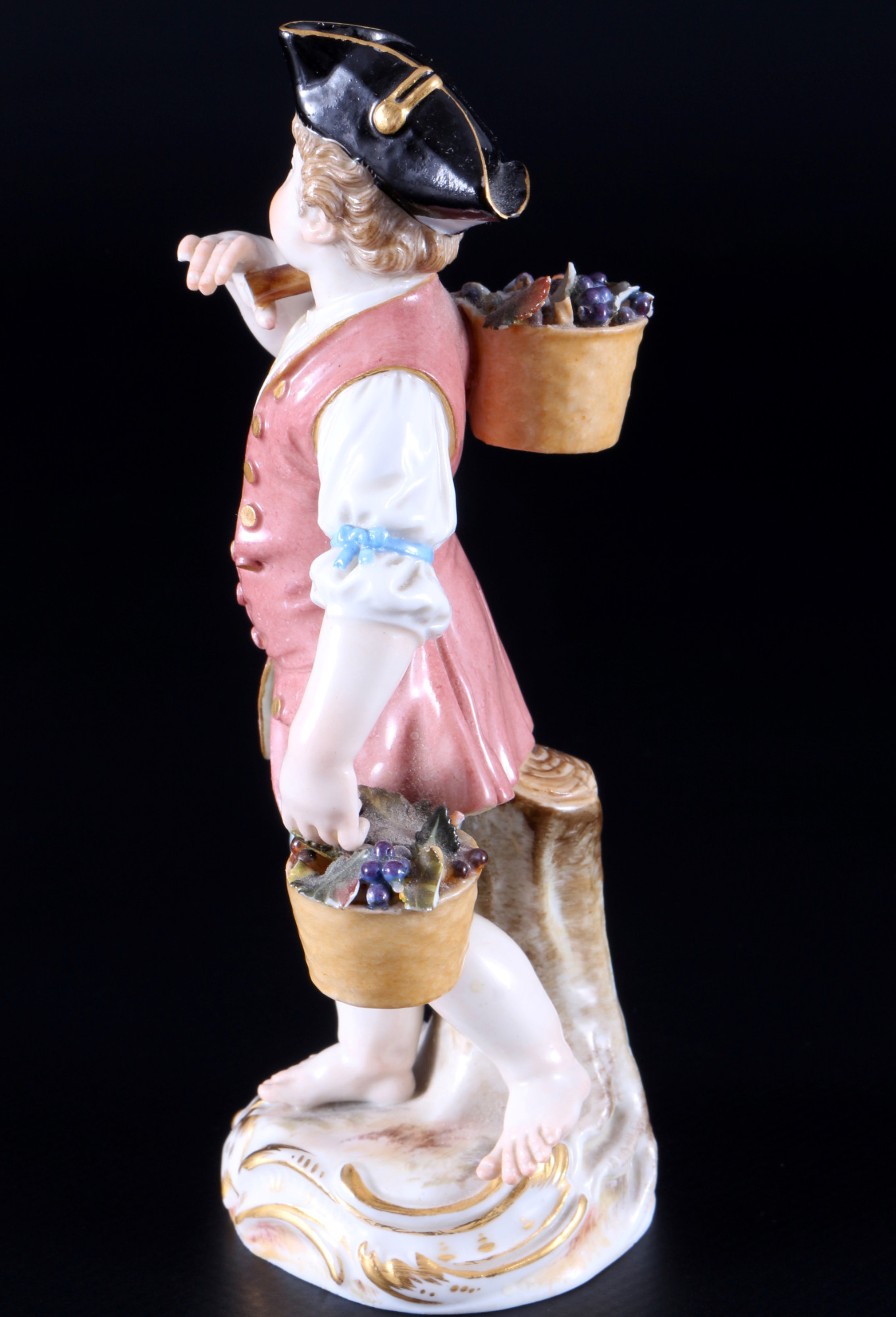 Meissen gardeners child with wine basket 1st choice, knob mark, Gärtnerkind mit Weinkorb 1.Wahl, - Image 2 of 8