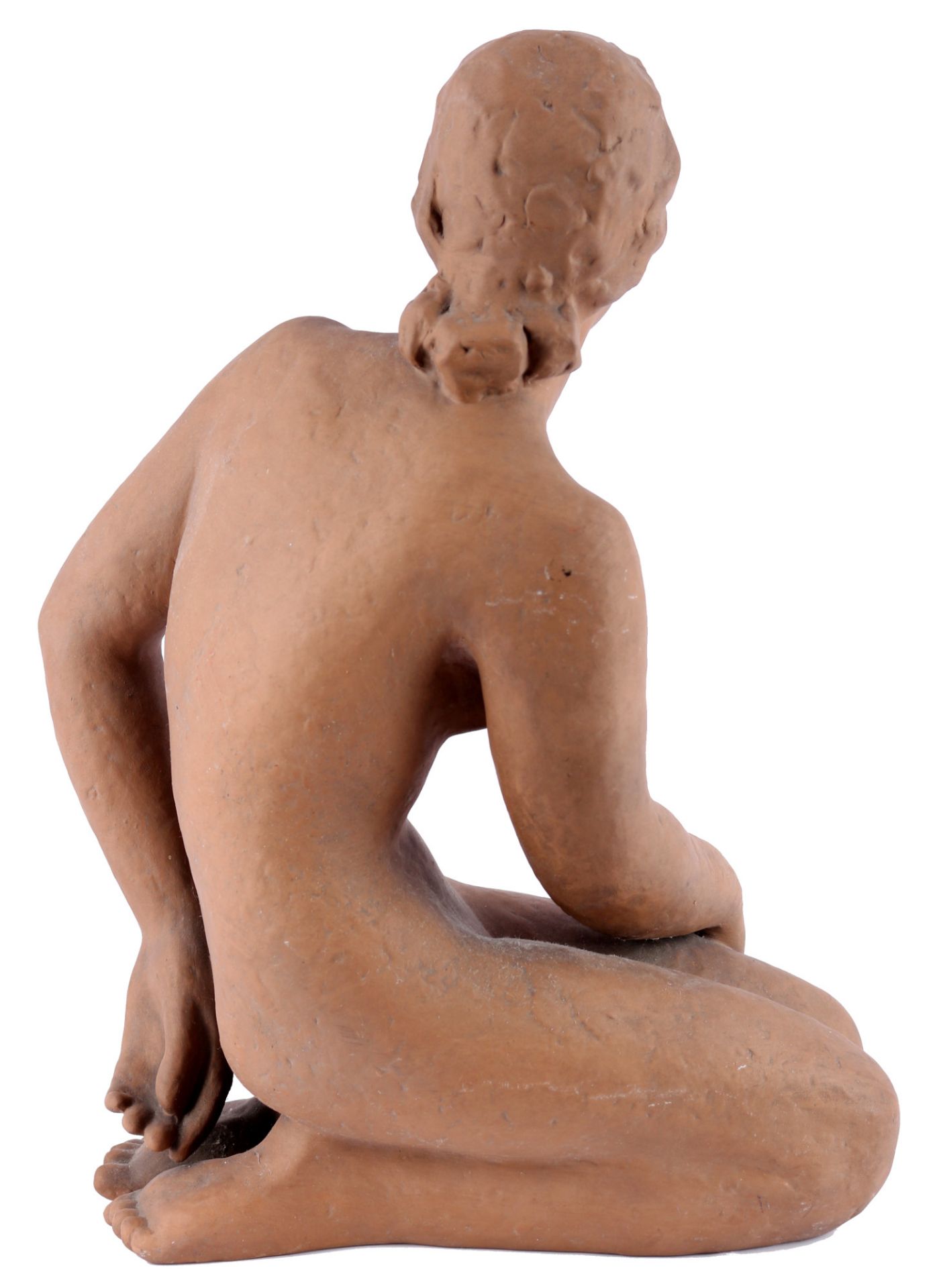 Karlsruhe Majolika terracotta sitting female nude, sitzender weiblicher Akt, - Image 3 of 5