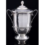 Laboratorio D'Argenteria Arno Fassi 800 Silber Deckelpokal, italian silver twin handled lidded cup,